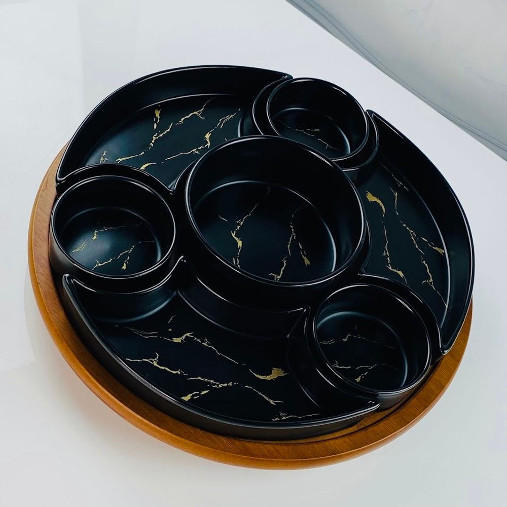 Lenardi 118-137 Менажница 38см на подставке MULTICOLOR в под.уп.(х4)Фарфор