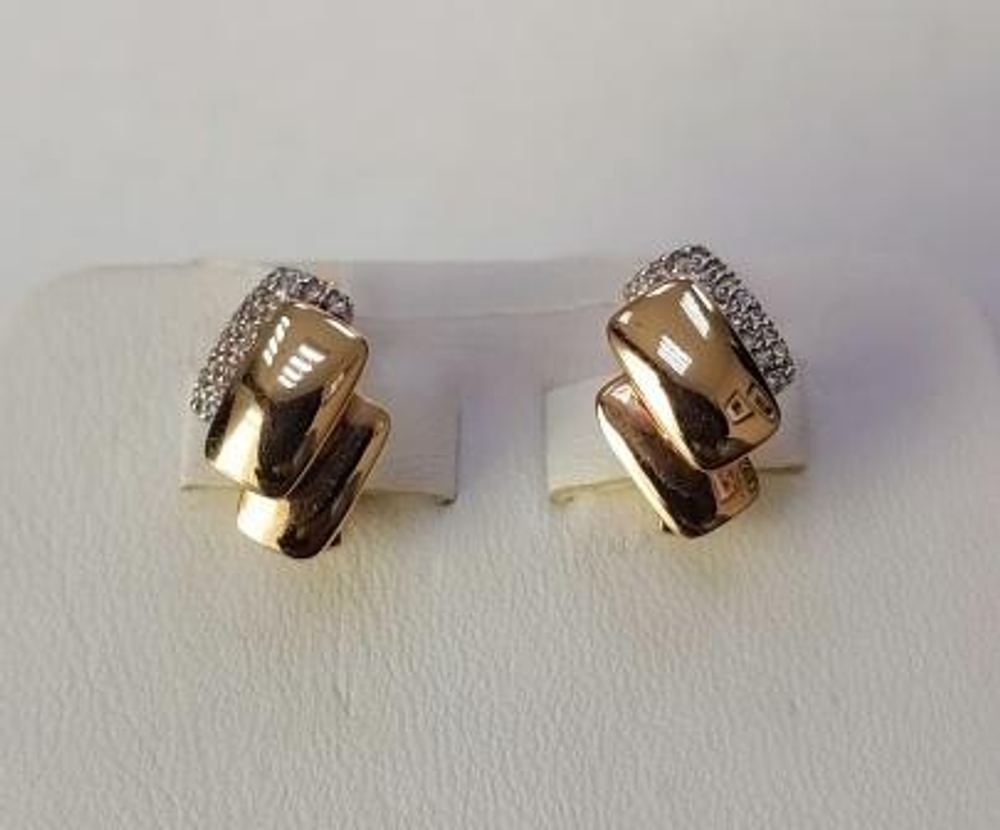 Серьги из золота с фианитами