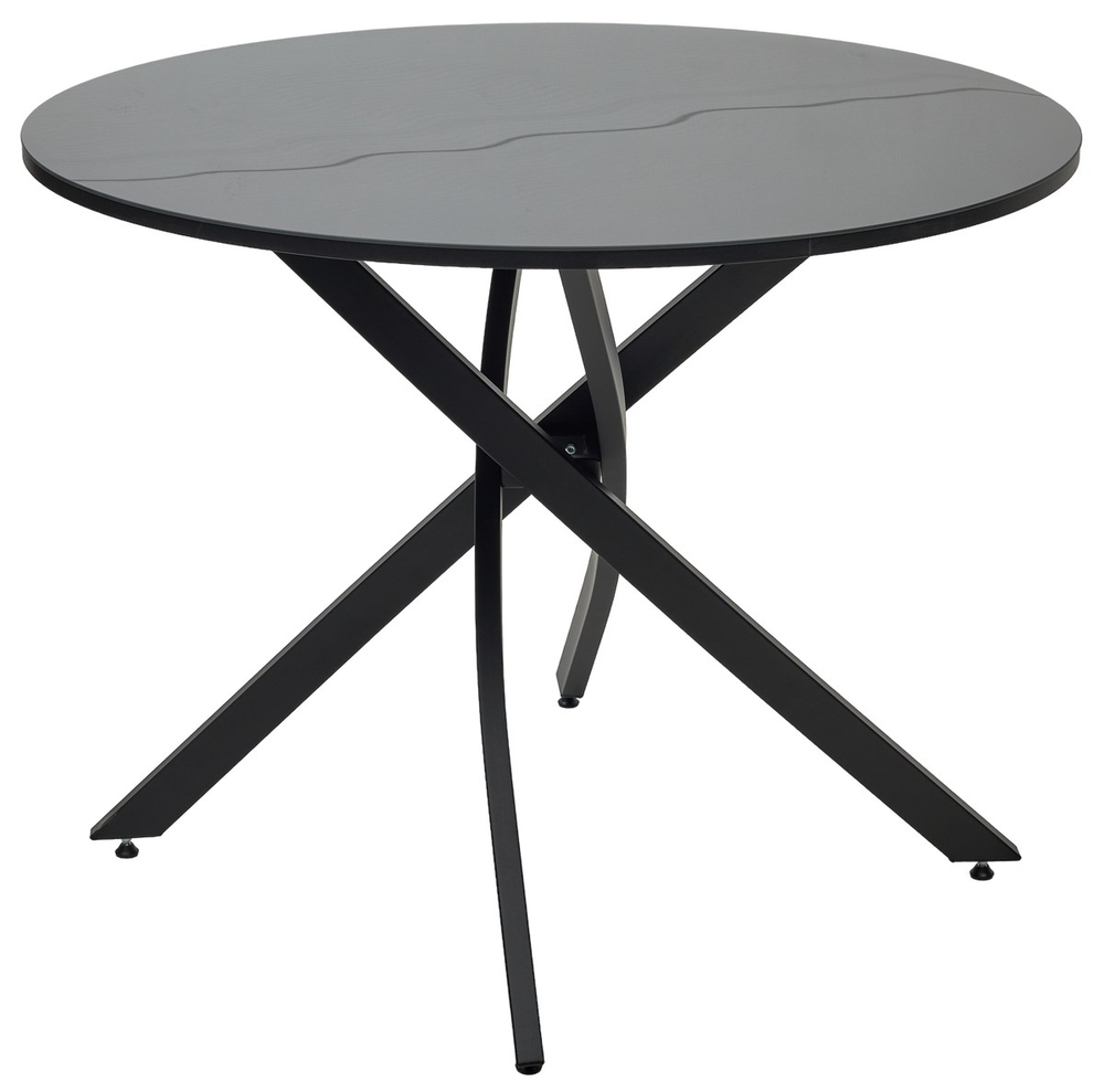 Стол М-City DISAUR Дарио D100 Черный, стекло, Черный каркас