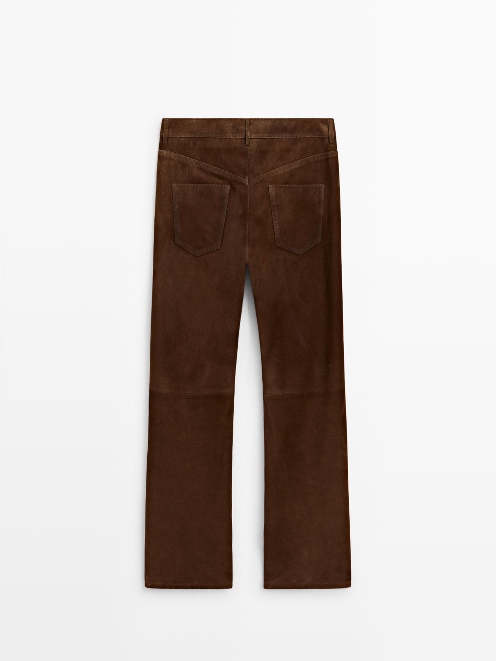 Massimo Dutti Укороченные замшевые брюки на шнуровке, коричневый