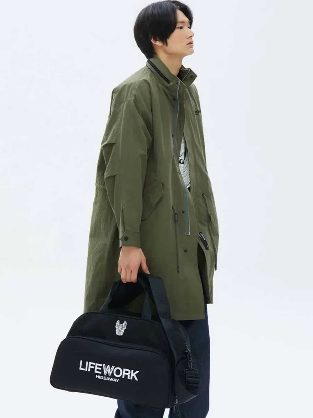 Удлиненная куртка с воротником-стойкой