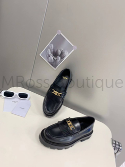 Женские лоферы Celine Margaret кожаные в черном цвете