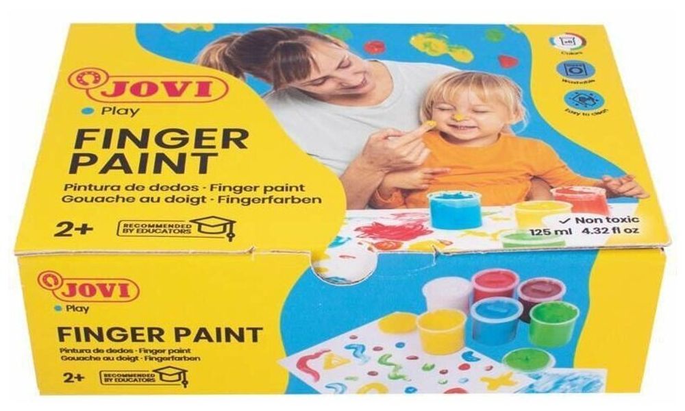 Краски пальчиковые JOVI (Испания), 6 цветов по 125 мл, на водной основе, в баночках, 560/S