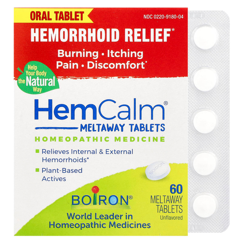 Boiron, HemCalm®, без добавок, 60 таблеток Meltaway
