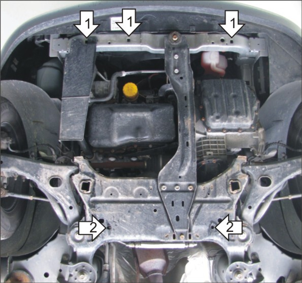 Усиленная защита Motodor картера двигателя, кпп. 2 мм, сталь. для Dodge Grand Caravan 2010-2020,Chrysler Town & Country 2010-2016,Dodge Grand Caravan 2007-2010,Chrysler Town & Country 2007-2010 арт.00310