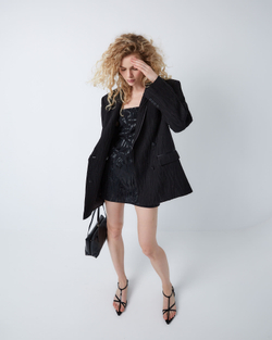 Жакет двубортный из хлопка и шелка Стелла Маккартни черный