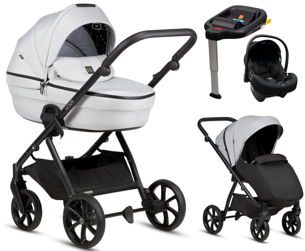 Детская коляска Tutis Uno 6 Plus Essential collection 4 в 1 с автокреслом Elo Lux EduSky Black и базой 1602142 Risso