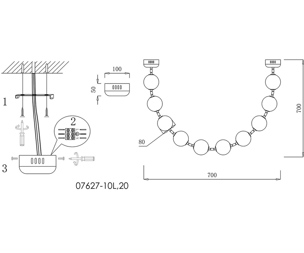 Подвесной светодиодный светильник Kink Light Мони 07627-10L,20