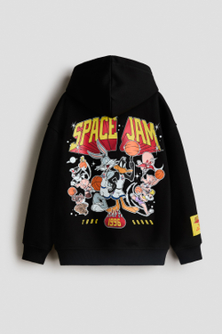 H&M Толстовка с капюшоном и принтом, черный