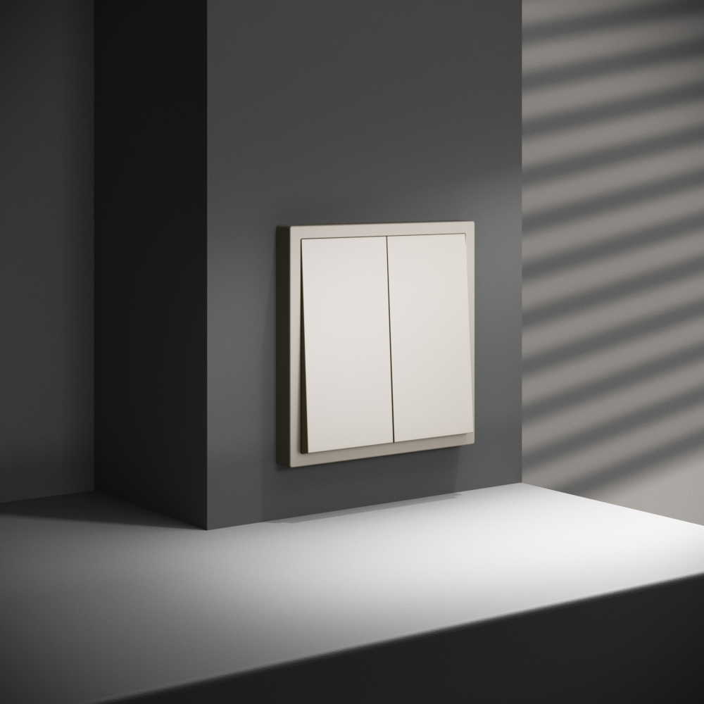 Перекрестный переключатель встраиваемый VOLTUM S70 двухклавишный 10А, (кашемир)