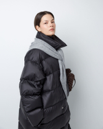 Пуховик двубортный из итальянского нейлона черный