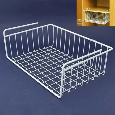 Корзина сетчатая навесная 400*260*110мм на полку 16 мм, белая
