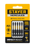 STAYER HERCULES, PZ1, 50 мм, 5 шт, торсионные биты (26233-1-50-5)