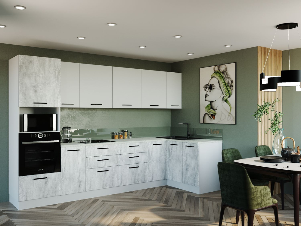 Кухонный гарнитур угловой Изумруд 3200x1400 (26мм)