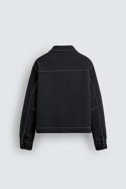 ZARA КУРТКА-РУБАШКА С КОНТРАСТНОЙ ОТСТРОЧКОЙ, МОРСКОЙ ТЕМНО-СИНИЙ