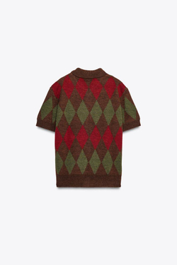 ZARA КАРДИГАН В РОМБИК, РАЗНОЦВЕТНЫЙ