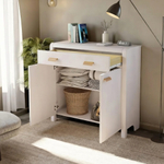 Комод Мадейра из массива сосны с дубовыми ручками, белый