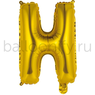 Фольгированная фигура, Буква Н 35 см Gold