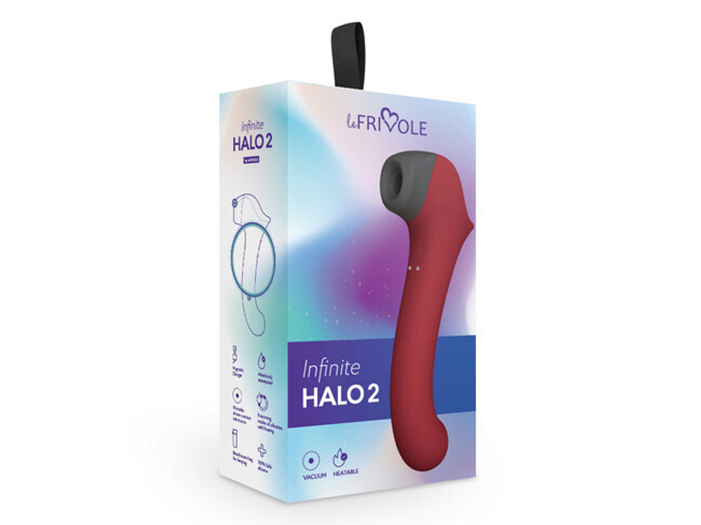 Вакуумный клиторальный стимулятор с вибрирующей и нагреваемой ручкой Halo 2, цвет бордовый (Цвет: бордовый)