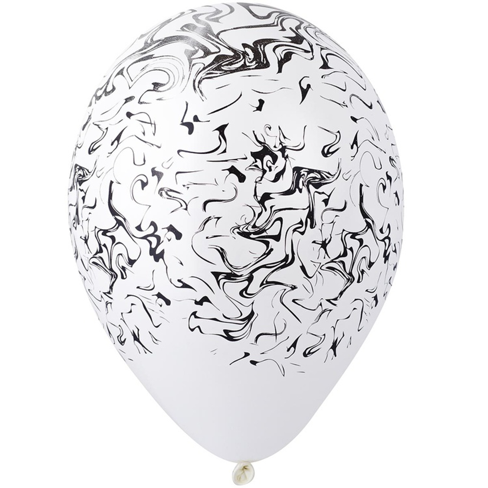 Шар латексный 35см Мрамор (Белый)