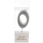 Свеча для торта Цифра Иллюзия «0» 9.5 см, серебро