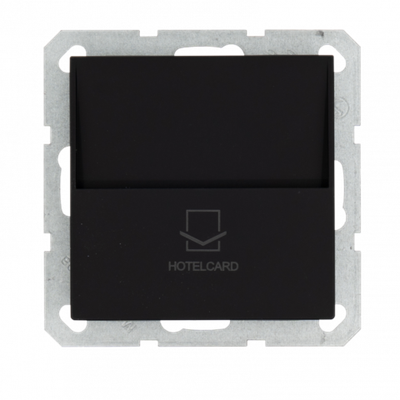 Отельный карточный выключатель с накладкой 10А, 250В, цвет черный матовый