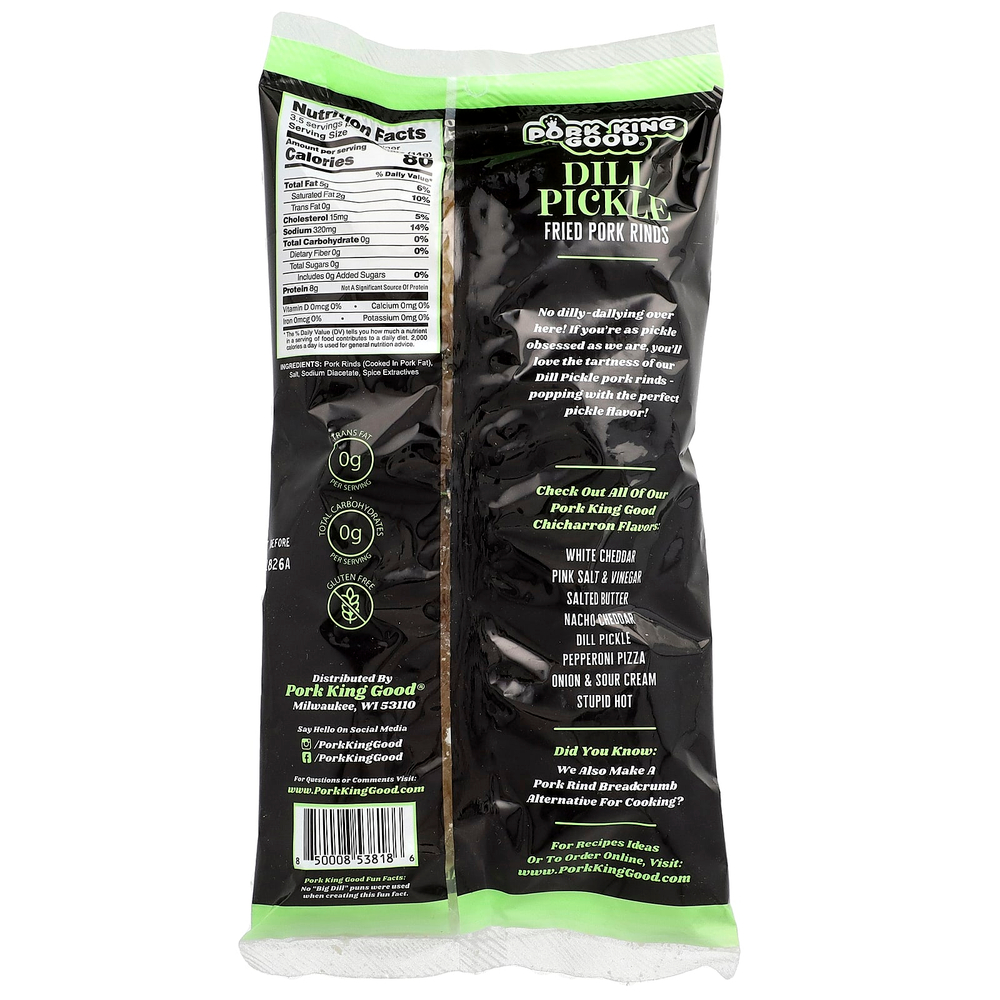 Pork King Good, Chicharrones со вкусом укропа, 49,5 г (1,75 унции)
