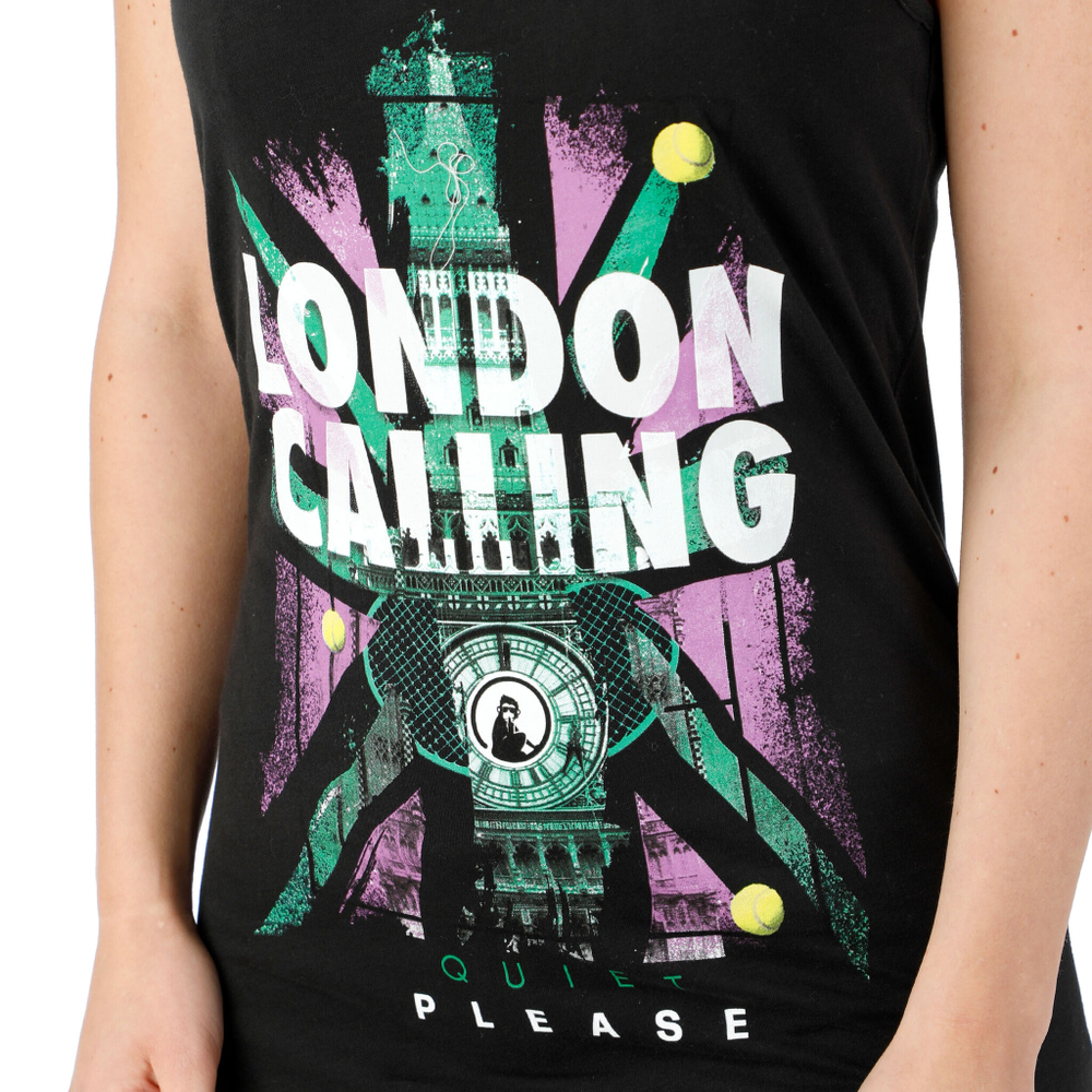 Женская теннисная майка Quiet Please London Calling Tank Top Women - Black, Multicoloured