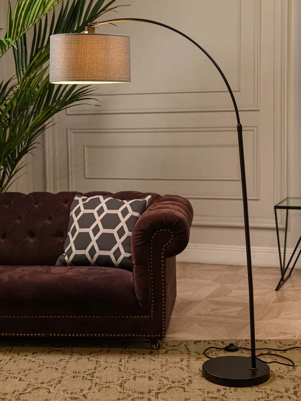 Торшер напольный c абажуром из ткани