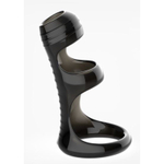 Черная рельефная насадка на пенис «Оки-Чпоки» - 8,4 см. (Цвет: черный)