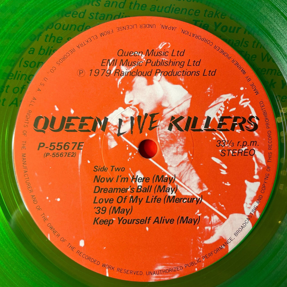 Винтажная виниловая пластинка LP Queen Live Killers (Japan 1979) (Obi) (Red and Green Vinyl)