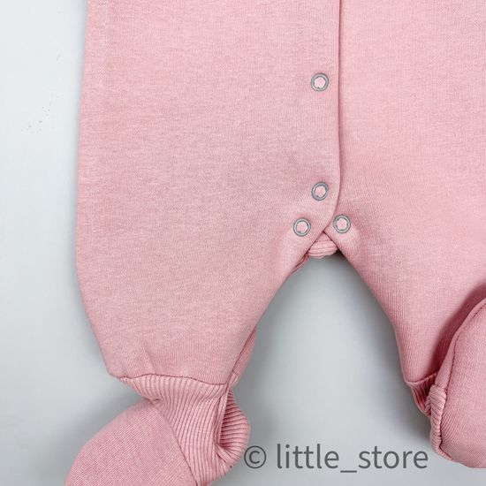 Комбинезон из футера с начесом "Смайлики" Пудра