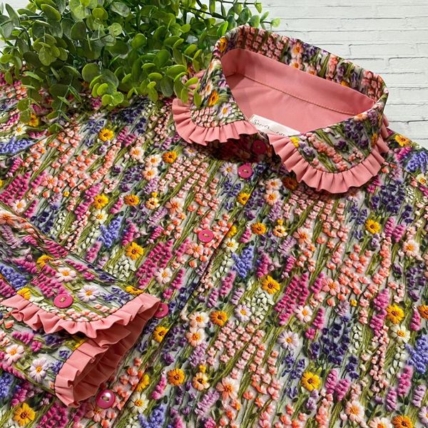 ИМИТАЦИЯ ЦВЕТОЧНОЙ ВЫШИВКИ #2, 100% хлопок Handmade Fabrics 6