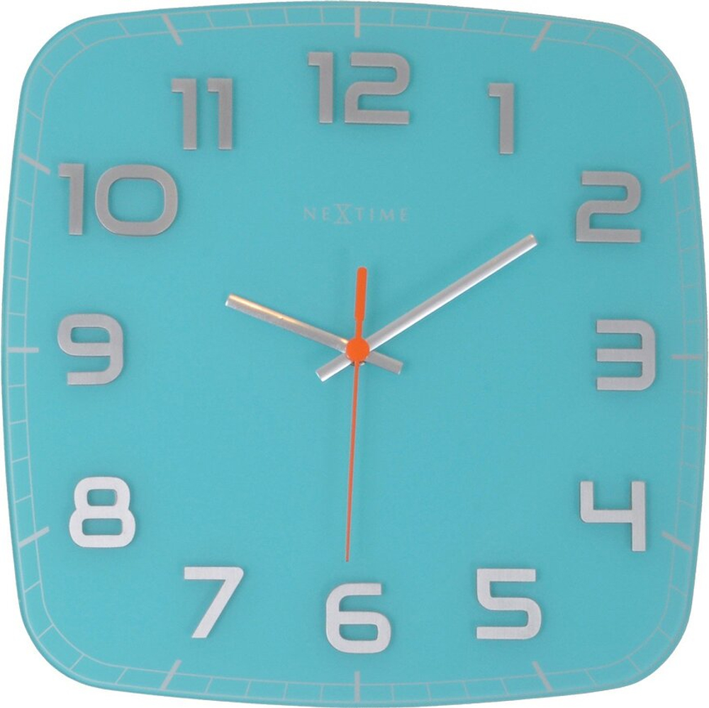 Настенные часы NeXtime Classy Square, стекло, 30 см, синие