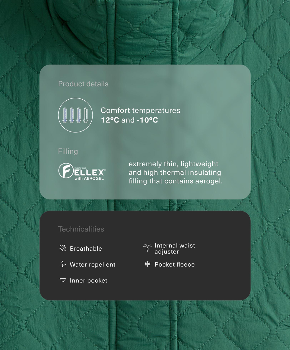 Oysho Укороченная куртка FELLEX® AEROGEL, изумрудный