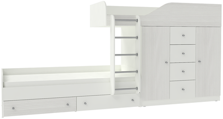 Двухъярусная кровать КарИВи Астра 6 Белый  Белое Дерево