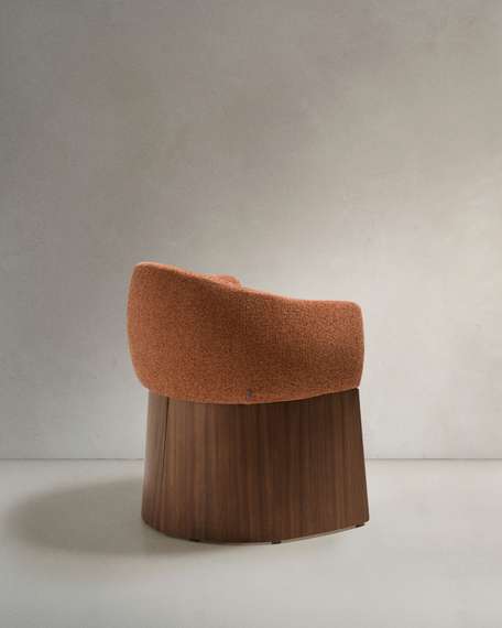 Стул Bosca из терракотового шенилла с ножками из шпона ореха