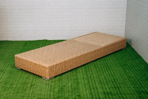 Шезлонг с матрасом Mantera, бежевый, серый