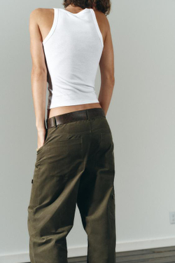 ZARA БРЮКИ-КАРГО BALLOON, ТЕМНЫЙ ХАКИ