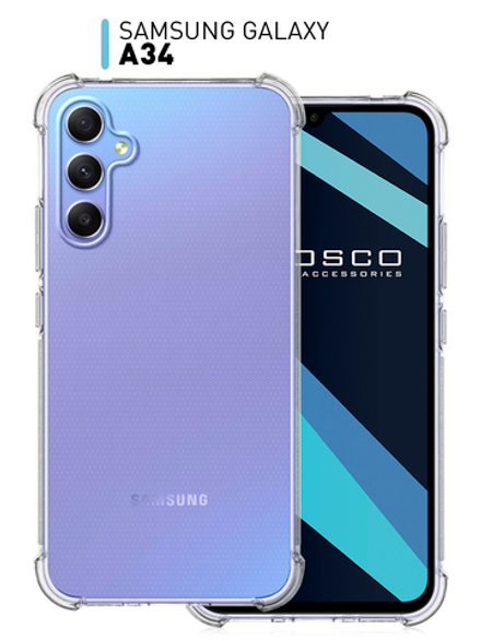 Чехол ROSCO для Samsung Galaxy A34;Samsung Galaxy A34 5G (арт. SS-A34-HARD-TPU-TRANSPARENT)