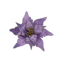 Декоративный цветок Пуансеттия 30 см., фиолетовый, на клипсе, Christmas DeLuxe (89562)