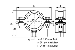 BIS HD1501 Хомут для высоких нагрузок с вкладышем epdm (BUP1000) с гайкой M16