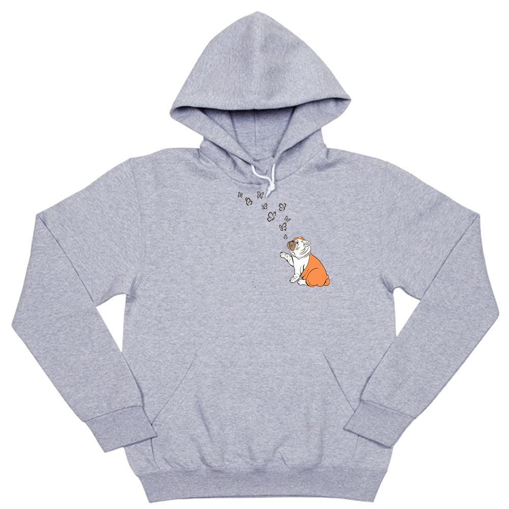 Толстовка "Английский бульдог с бабочками"