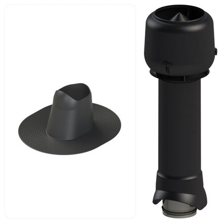 Комплект вентиляционного выхода для плоской кровли вентиляции D125 ЧЕРНЫЙ утепленный