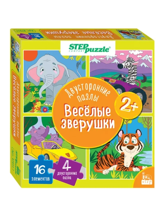 Двусторонний пазл для малышей 2 3 лет Веселые зверушки