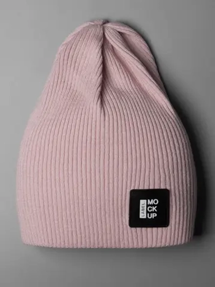 Розовая шапка детская бини на осень