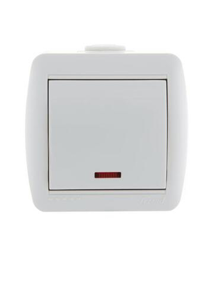 Выключатель 1-кл. ОП Nata 10А IP20 с подсветкой бел. LEZARD 710-0200-111