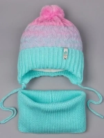 Шапка для девочки осенняя вязаная и снуд