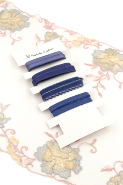 Подборка бельевых резинок индиго + застежка для бюстгальтера текстильная