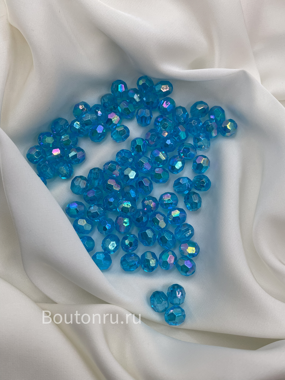 Бусины  акриловые гранёные круглые голубые 500 грамм (±5гр)